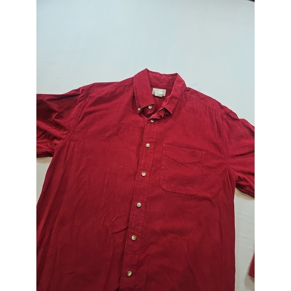 VTG LL Bean Shirt Mens Medium Red Corduroy Casual Grunge Outdoor